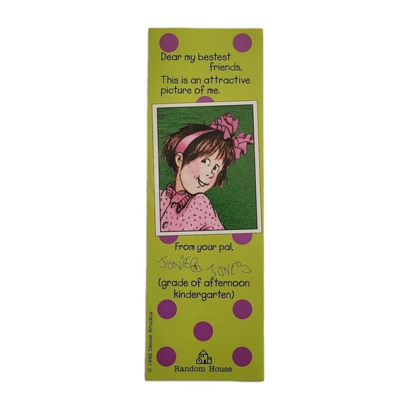 random house Other - Vintage 90s Junie B. Jones Bookmark 1992 Denise Brunkus Reading List 676-76038-4